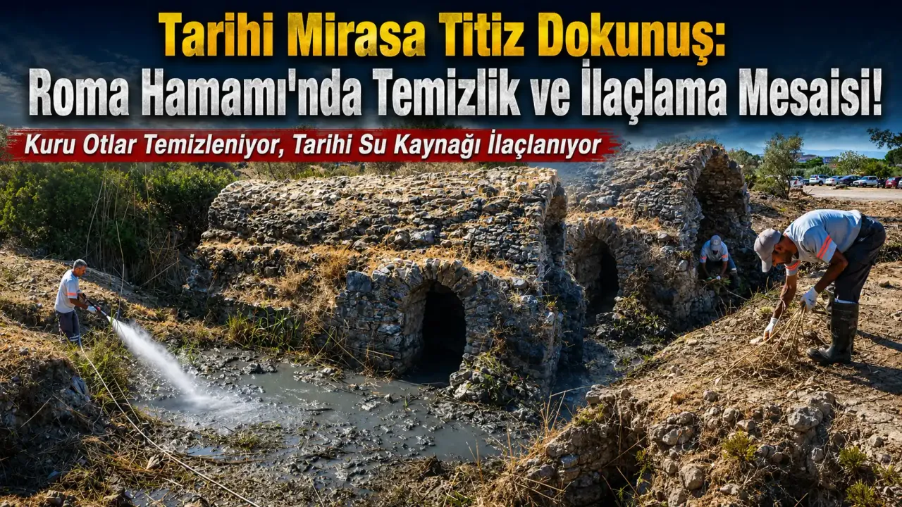 Tarihi Roma Hamamı'nda temizlik çalışması