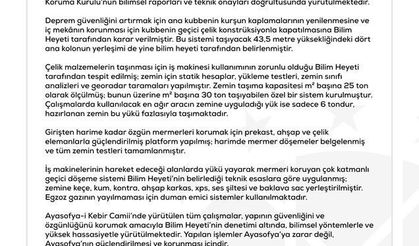 Ayasofya-i Kebir Camii zarar verildiğini yalanlama