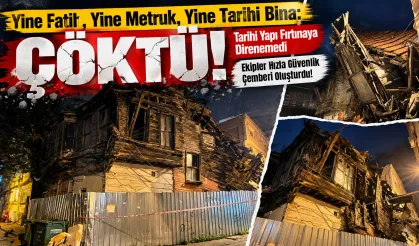 Fatih'te Metruk Tarihi Bina Kısmen Çöktü