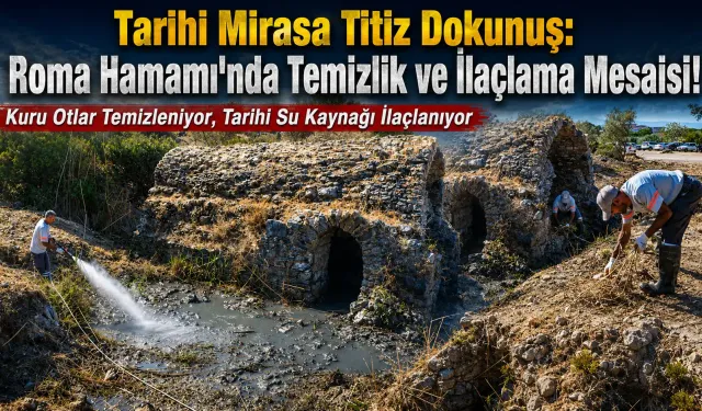 Tarihi Roma Hamamı'nda temizlik çalışması