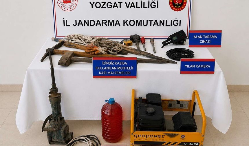 Yozgat'taki kaçak kazıda çeşitli malzemeler ele geçirildi