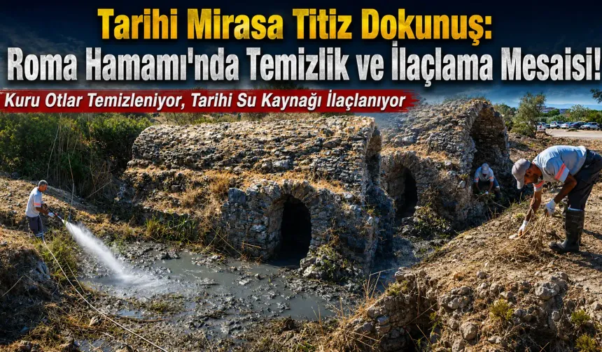 Tarihi Roma Hamamı'nda temizlik çalışması